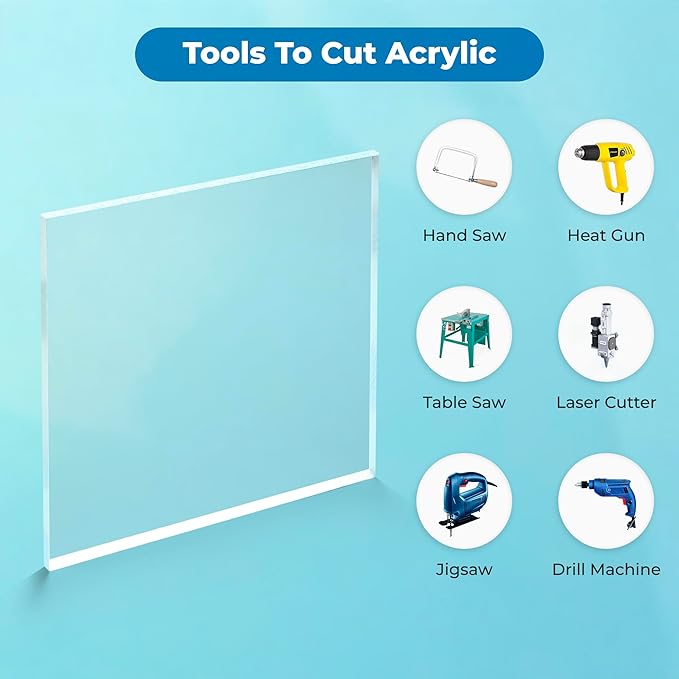 Fab Glass and Mirror Plastic PET 12"x12"x1/2" (12mm) Thick Acrylic Plexiglass Sheet with Protective Film, Light Weight for DIY Craft Projects, Picture Frame, Signs & Table Top, Clear (ACR12M12X12SQ)