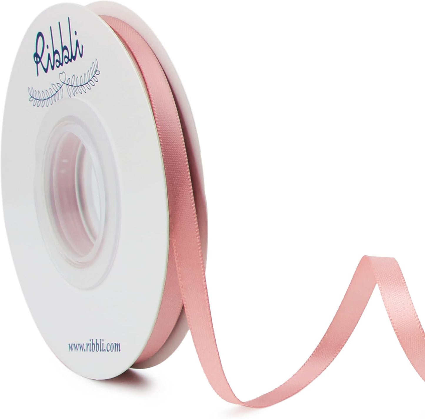 Ribbli Double Faced Dusty Pink/Rose Gold Satin Ribbon,1/4” x Continuous 25 Yards,Use for Craft Bows Bouquet, Gift Wrapping, Wedding Decoration, Floral Arrangement