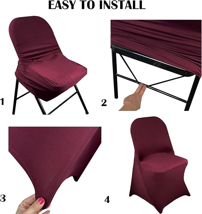 40PCS Stretch Spandex Folding Waterproof Chair Covers,Universal Fitted Chair Cover Protector for Wedding Party Banquet Holidays Celebration Decoration(Burgundy)