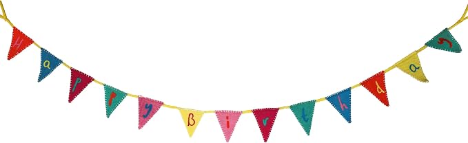 Talking Tables Happy Birthday Felt Bunting Reusable Party Hanging Decoration Colourful Letter Garland for Birthday Celebrations Kids Parties Family Gatherings Soft Fabric Design Eco Friendly 6.5Ft