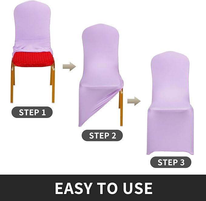 Peomeise Stretch Spandex Chair Cover for Wedding Party Dining Banquet Event (Lavender, 25)