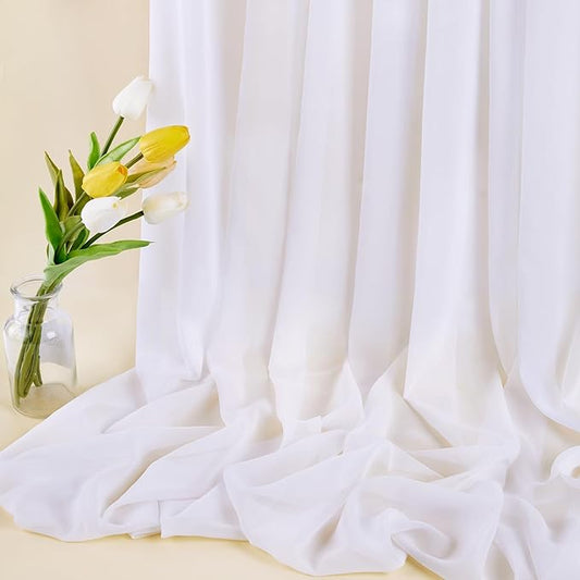 10 Yard White Chiffon Fabric by The Yard, 58 Inch Wide Elegant Sheer Chiffon Fabric for Wedding Costume Sewing Clothing Crafting Table Runner DIY Project