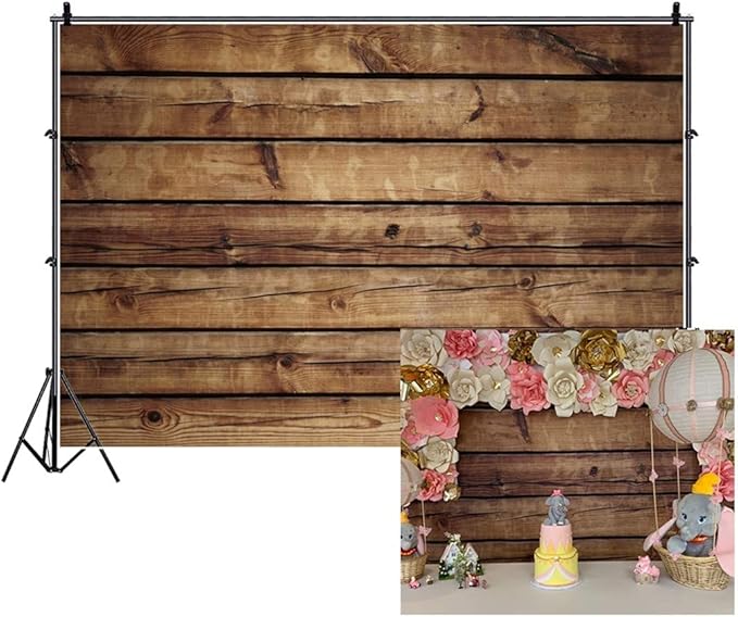 Wood Backdrops for Photography Rustic Brown Wooden Backdrop Banner LFEEY 7x5ft Vinyl Seamless Vintage Worn Wood Boards Background Newborn Baby Adults Wedding Birthday Party Decorations Props