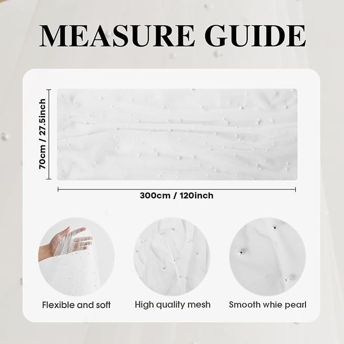 Artoid Mode 10PCS Pearl Gauze Table Runner 120 Inch 10FT, Seasonal Sheer Dining Holiday Wedding Birthday Baby Shower Table Decor for Home Party