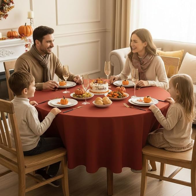 Fitable 6 Pack Rust 70 Inch Round Tablecloth - Stain Resistant and Washable Table Cover, Polyester Fabric Table Cloth for Wedding, Party, Banquet, Formal Events