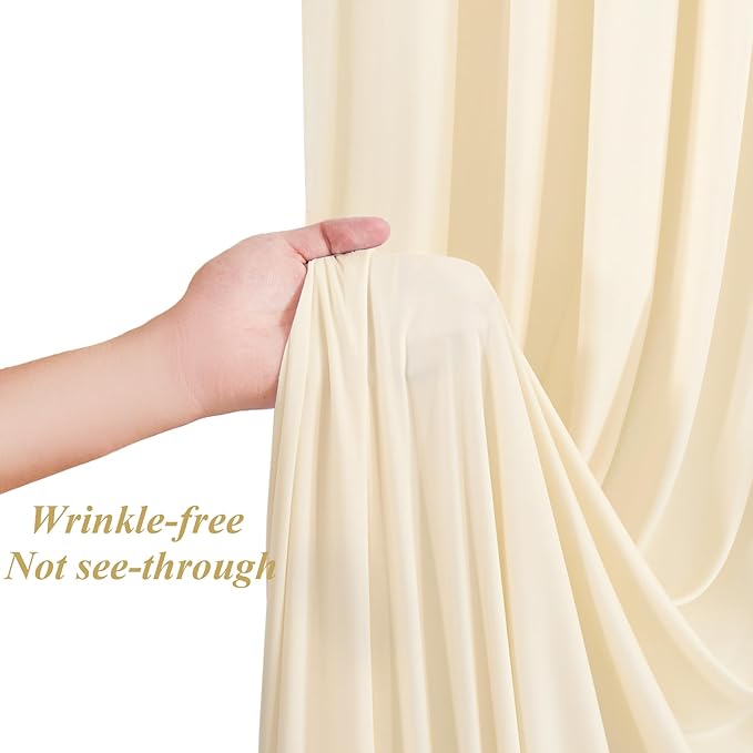10x10ft Champagne Backdrop Curtains with Lights Photo Drapes Wrinkle Free Fabric Backdrop Curtain for Wedding Birthday Party Baby Shower Shoot Bridal Shower Home Party Background Decorations