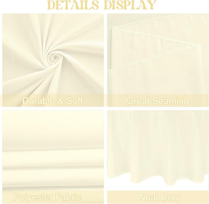 4 Pack 90 Inch Round Tablecloth Polyester Washable Table Covers for Wedding Dining Table Buffet Parties Banquet Decor（Beige）