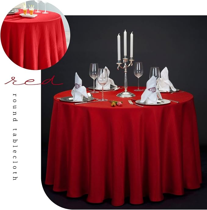 YMHPRIDE 6 Pack Round Tablecloths - Red Table Cloth, 90 Inch Polyester Round Table Cloth, Washable Fabric Table Covers for Wedding, Party, Dining, Banquet