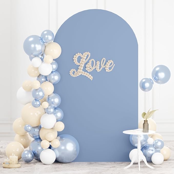 FOTSHARER Dusty Blue Wedding Arch Cover 4x7.2FT Arch Spandex Cover Chiara Backdrop Cover for Arch Stand Wedding Spandex Arch Cover Backdrop Fabric Balloon Arch Covers for Wedding Party Reception Decor
