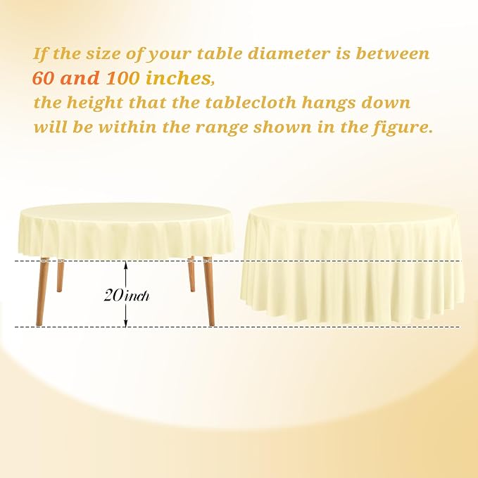Teruntrue 12 Packs Beige Round Tablecloths 120 inch Round Table Cloth, Washable Polyester Fabric for Wedding Parties Banquet Holiday Dinner Table Decorative, Beige