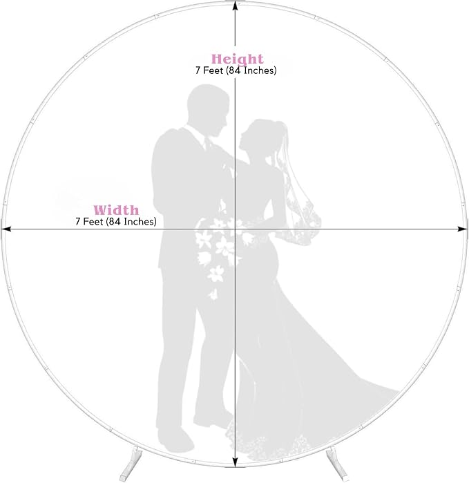 7.2 Ft Round Balloon Arch Stand White Backdrop Frame for Wedding, Birthday, Baby Shower, Graduation, Party Decoration-Heavy Duty Steel with Carry Bag-JC HUMMINGBIRD