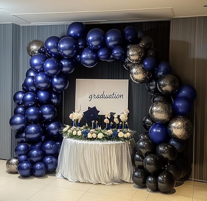 Navy Blue Balloons Double Stuffed Dark Royal Blue Balloon Garland Different Sizes 18/12/5in Pearl Balloon Arch Kit for Graduation Wedding Birthday Baby Shower Father's Day Party Decorations
