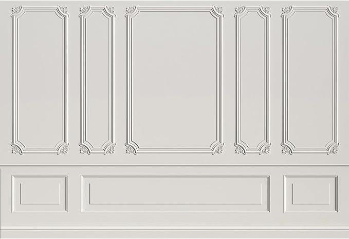 12x8ft Empty Room Architectural Pale Grey Wall Background Photography Background Classic Style Panel Wall Houses Flats Interior Vintage Decor Solid Color Grey Backdrops