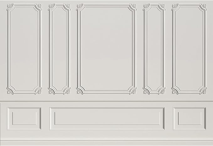 7x5ft Empty Room Architectural Pale Grey Wall Background Photography Background Classic Style Panel Wall Houses Flats Interior Vintage Decor Solid Color Grey Backdrops