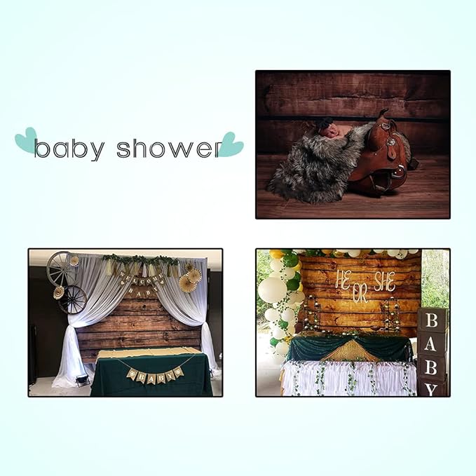 Wood Backdrops for Photography Rustic Brown Wooden Backdrop Banner LFEEY 5x3ft Vinyl Seamless Vintage Worn Wood Boards Background Newborn Baby Adults Wedding Birthday Party Decorations Props