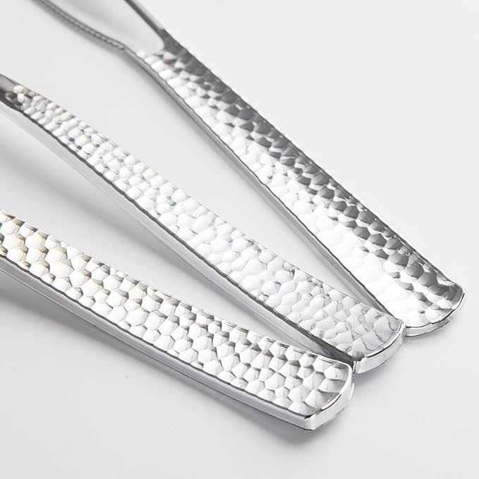 Supernal 180Pcs Silver Plastic Silverware Set, Elegant Hammered Design Heavy Duty Disposable Cutlery, Includes 60 Forks, 60 Knives, 60 Spoons,Silver Plastic Utensils for Wedding, Parties,Events