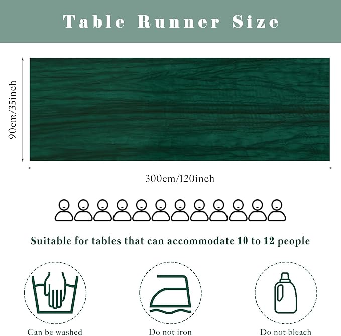 10FT Emerald Green Cheesecloth Table Runner Gauze Fabric 35 x 120 Inches Long Boho Cheese Cloth Table Runner Rustic Semi Sheer Runner for Wedding Birthday Baby Bridal Shower Party (Emerald Green)
