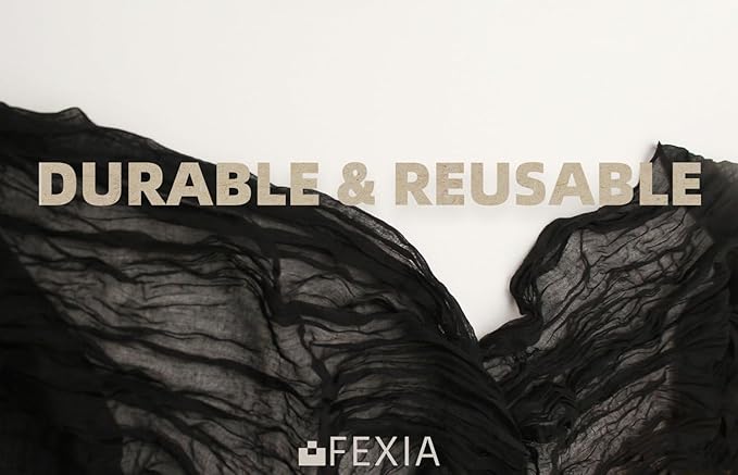 FEXIA 10 Pack Black Table Runner 35x120 Inches Gauze Rustic Gothic Farmhouse Decor for Halloween Thanksgiving Funeral First Communion Centerpiece Table Decorations (Black)