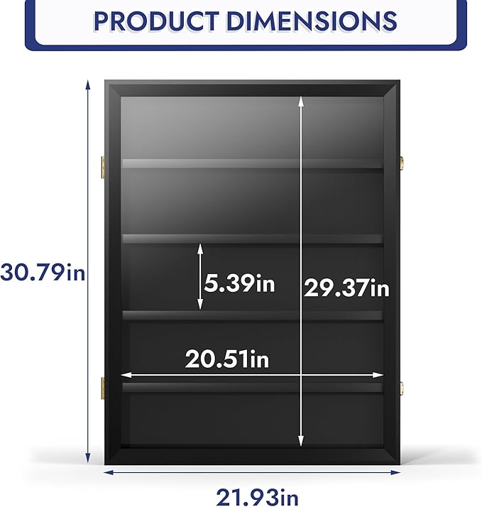35 Graded Sports Card Display Case - Baseball Card Display Frame Lockable for, Football, Basketball, Hockey & Trading Cards - UV Protection & Clear Acrylic, Black