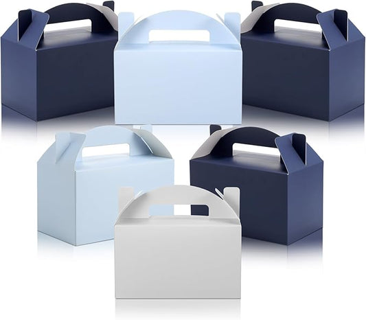 Skyygemm 24 Pcs Graduation Party Favor Gable Boxes Colorful Paper Treat Goodie Candy Cake Gift Box for Summer Birthday Wedding Party Decorations, 6 x 3.5 x 3.5 Inch(Navy Blue)
