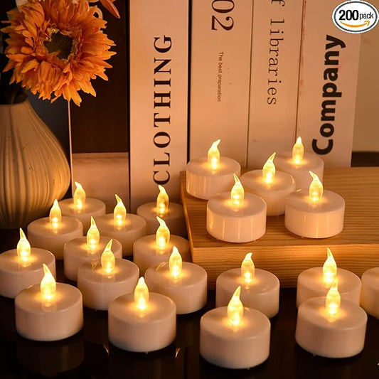 Tea Light, 150 Pack Flameless LED Tea Lights Candles Flickering Warm Yellow 200+ Hours Battery-Powered Tealight Candle. Ideal for Party, Wedding, Birthday, Gifts and Home Decoration (150 Pack)