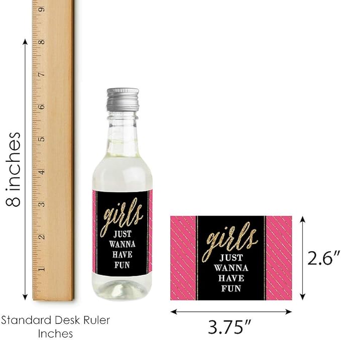 Big Dot of Happiness Girls Night Out - Mini Wine and Champagne Bottle Label Stickers - Bachelorette Party Favor Gift for Women and Men - Set of 16 (Pack of 2)