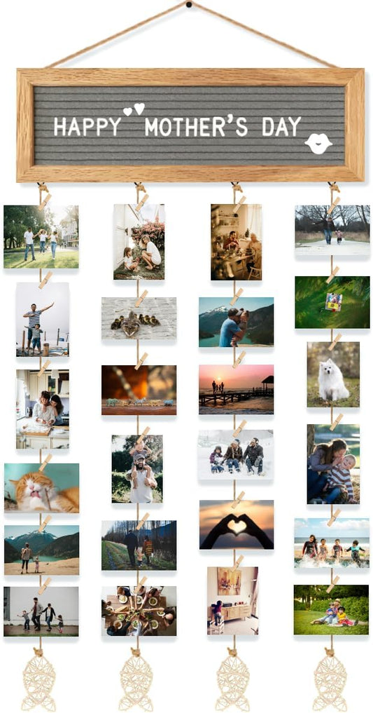 CJIAWYS Collage Picture Frames for Wall, Birthday Gifts for Mom Women Teenage Girls, Polaroid Picture Display Felt Letter Board with 270 Letters and 30 Clips, Unique DIY Mothers Day Gifts