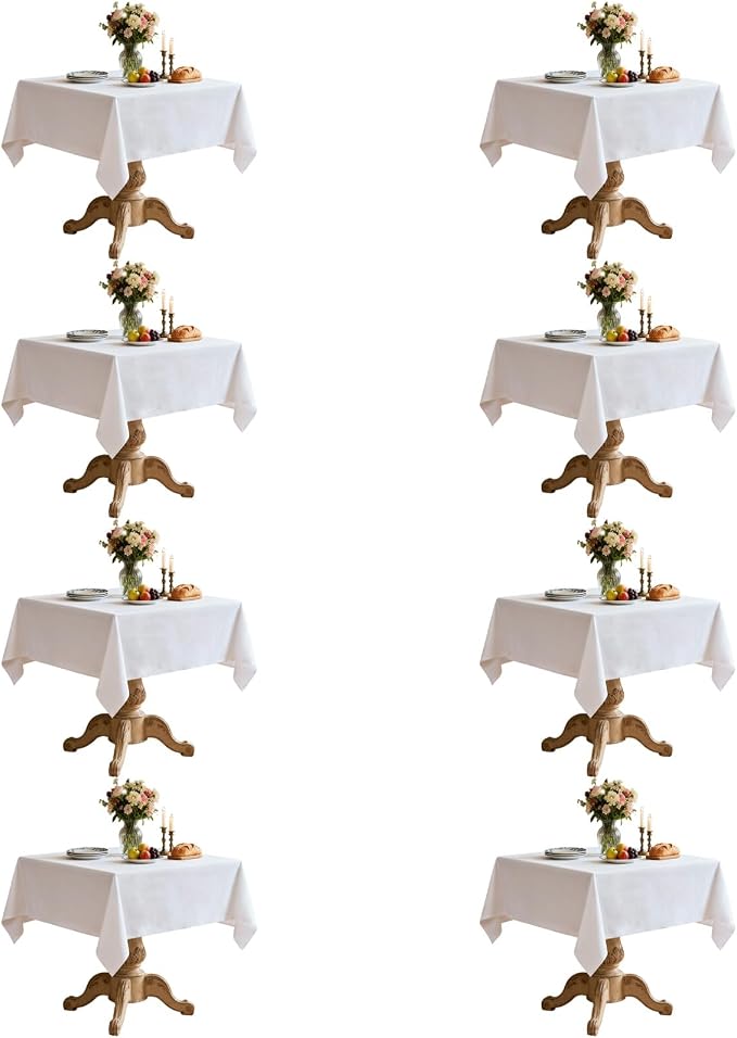 8 Pack White Square Tablecloth 70x70 Inch Table Cloth for Square Tables, Wrinkle Resistant Washable Polyester Fabric for Dining Banquet Wedding Party