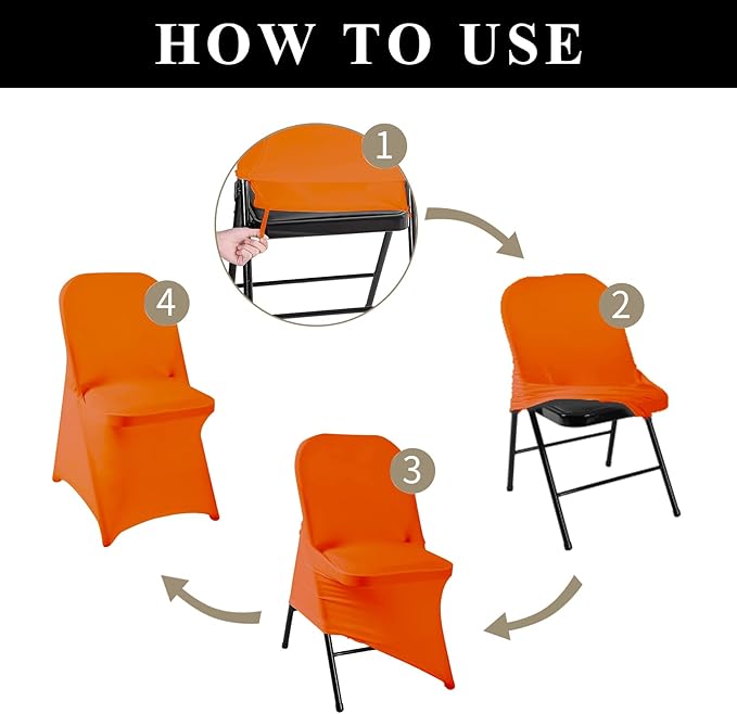 magalo 20 Pack Orange Spandex Folding Waterproof Chair Cover, Stretch Chair Cover Protector for Wedding, Party, Dining Banquet and Other Special Events