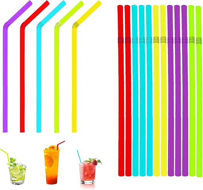 Sugarcane Straws 100PC Biodegradable Drink Straw 7.8'' Disposable Compostable Colorful Straws for Hot Cold Drinks Beverages Coffee Cocktail Juice Home Favor, The Beach Party Decoration Supplies