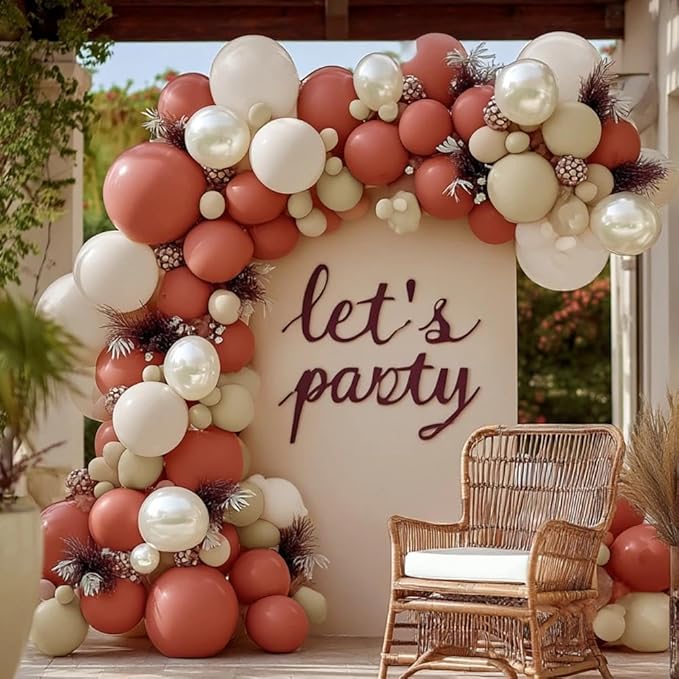 Dusty Pink Balloon Garland Double Stuffed Mauve Pink Balloons Pearl White Sand Balloon Arch Kit for Bridal Shower Birthday Wedding Valentine's Day Party Decorations