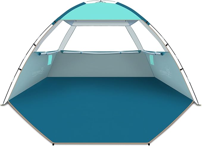 COMMOUDS Beach Tent Sun Shelter for 3/4/6/8 Person, UPF 50+ UV Protection Beach Shade Canopy Tent, Lightweight, Easy Set Up and Carry