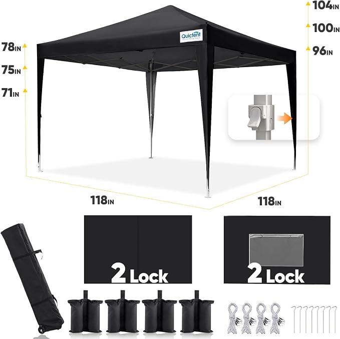 Quictent Privacy 10x10 Pop up Canopy Tent with Sidewalls and Roll-up Ventilated Windows, One Person Easy Setup, Outdoor Commercial Gazebo Shelter Enclosed Waterproof, Bonus 4 Sandbags