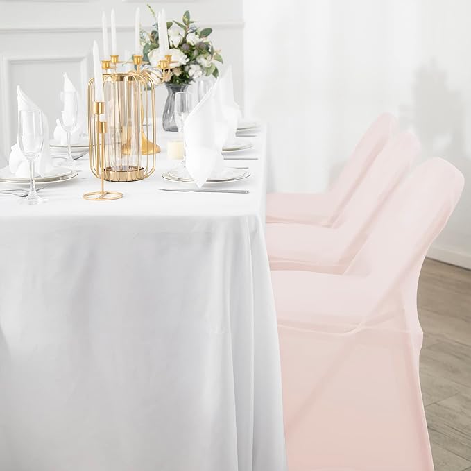 Chair Cover, 25PCS, Durable, Removable, Polyester & Spandex, Solid, Folding, Blush Pink, Chair, Living Room, Party, Banquet, Wedding Event, Hotel