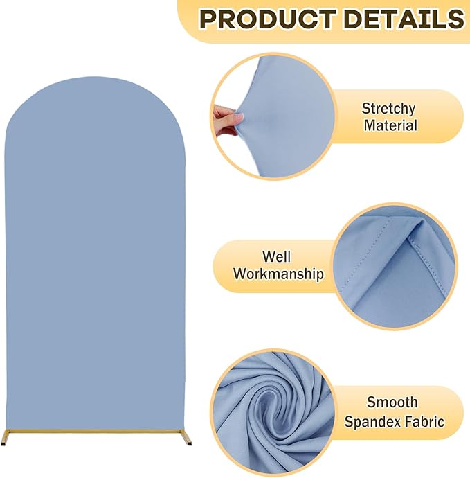 6.6FT Wedding Arch Cover Dusty Blue Spandex Arch Covers Stretchy Backdrop Spandex Fitted Wedding Arch Stand Covers Chiara Arch Cover for Wedding Party Ceremony Decoration