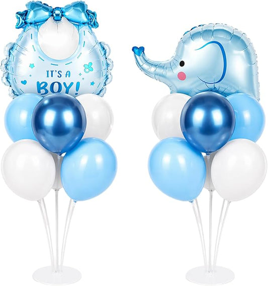 Elephant Baby Shower Decorations Party Balloons Stand Kit 2 Sets with Blue Elephant Foil Balloons Elephants It's a Boy Party Balloon Centerpieces for Tables for Boy Baby Shower Birthday Decorations