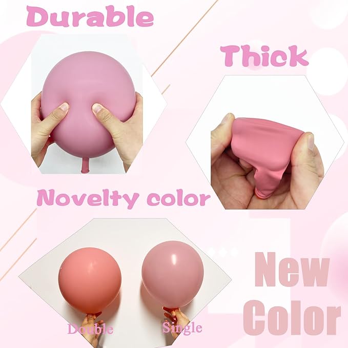Pink Balloons Different Sizes,Scmdoti Double Stuffed Pink Balloon Arch,Pastel Pink Balloons Garland,18/12/10/5 Inch Pink Balloons for Boho Party, Baby Shower, Birthday, Weddings (Jelly Pink)