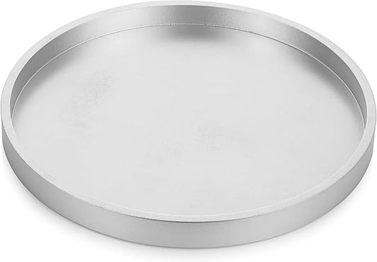 Hanobe Decorative Trays for Coffee Table: Round Sliver Tray for Home Decor - 12" Modern Circle Ottoman Trays for Living Room - Candle Holder Plate for Kitchen Entryway Table