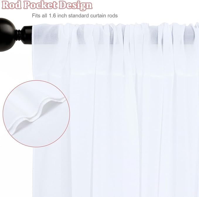 FOTSHARER White Wedding Ceiling Drapery 2 Panels 5ftx20ft Chiffon Fabric Drapes Wedding Arches for Ceremony Chififon Sheer Curtains Canopy Ceiling Curtains Drape for Bridal Shower Prom Arbor Drapery