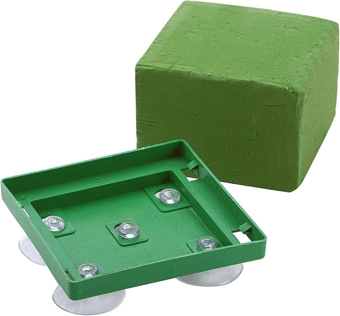 Lyellfe 8 Pack Square Floral Foam Cage, Floral Foam Blocks with Suction Cup, Flower Cage Arranger for Fresh Artificial Flowers, Table Centerpiece and Wedding Decor