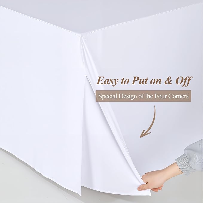 Shillance 4 Pack White Square Tablecloth for 34x34 Inch Card Table Cover Waterproof Oil-Proof Spill-Proof Polyester Square Fitted Tablecloth for Wedding Parties Display Trade Show