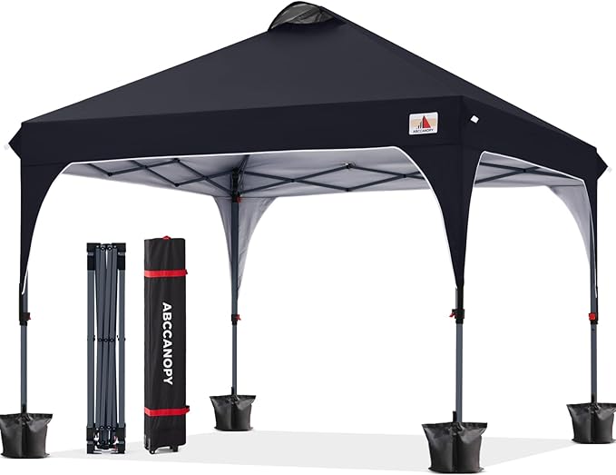 ABCCANOPY Outdoor Pop up Canopy Tent, 10x10 Instant Portable Canopy for Camping, Beach, Backyard, Dark Black