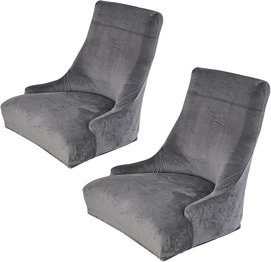 rismart Wingback Dining Chair Cover Stretch Removable Spandex Seat Slipcovers,Dark Grey 2 PCS