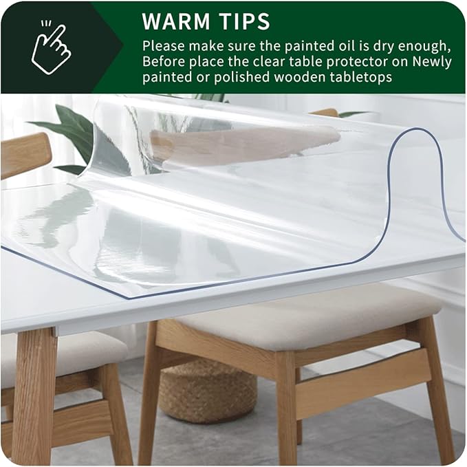 36x78 Inch Clear Plastic Dining Table Protector Water Resistant Crystal Desk Pad Mat Coffee End Table Office Writing Desk Buffet Dinner Table Top Protection Countertop Cover Mat Rectangular PVC Vinyl