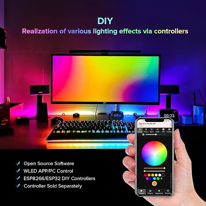 BTF-LIGHTING WS2812B IC RGB Pebble Pixel Light Seed String Roll Individual Addressable Chasing Color Smart Fairy String Light PVC Wire 32.8FT 100LED DC5V for Christmas Decor(No Adapter or Controller)