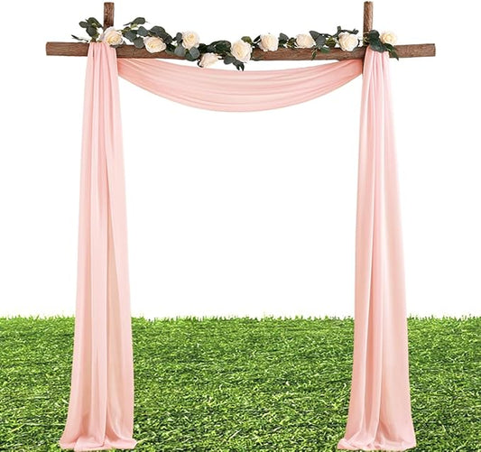 MLMW Pink Chiffon Fabric Sheer Fabric by the Yard 10 Yards 60" Wide Wedding Arch Draping Fabric Sheer Material for Party Backdrop Curtain Arch Ceiling Decor