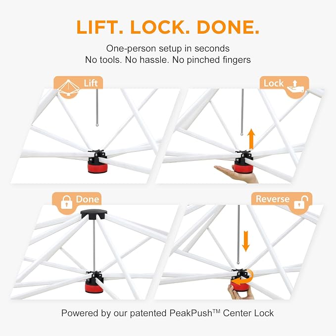EAGLE PEAK Pop Up Canopy Tent with Wheeled Carry Bag, 8 Stakes, 4 Ropes, 4 Weight Bags, Easy Set Up Tent Canopy, 12x12 ft, 144sqft of Shade, Red