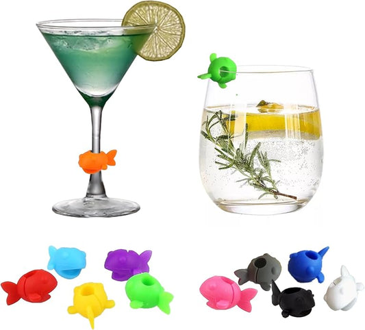 Wine Charms Glass Markers,Silicone Wine Glass Marking Label for Bar Party Cocktail Champagne Stem Glasses