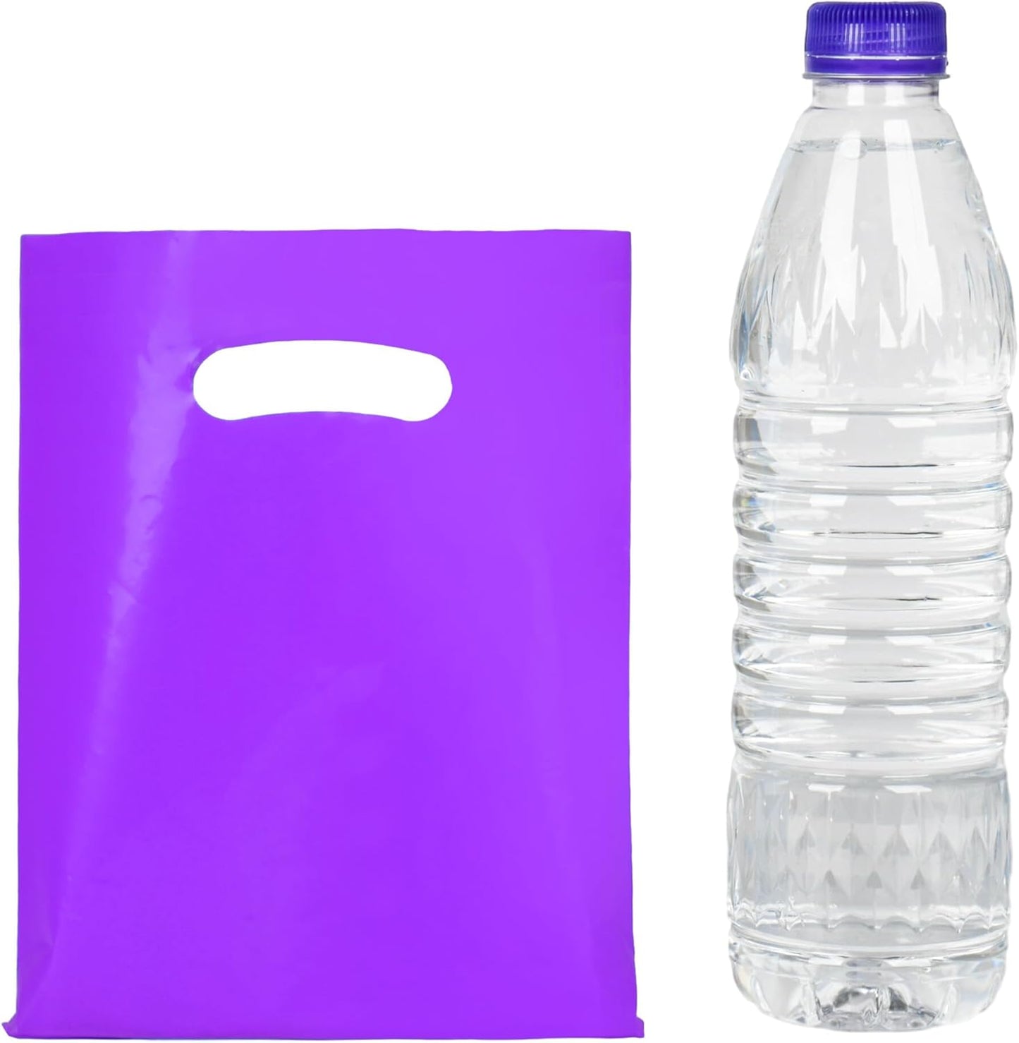 Purple 100 PCS Small Gift Bags, 6"x8" Goodie Party Favor Bags with Handle, Treat Retail Pouches for Kids Birthday, Christmas, Small Business