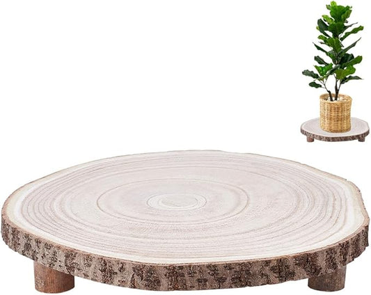UNICRAFTALE 11.89 Inch Wood Cake Stand Round Wooden Cupcake Pedestal Wood Slice with Legs Rustic Slice Cake Stand Wooden Cake Holder for Wedding Birthday Party Event
